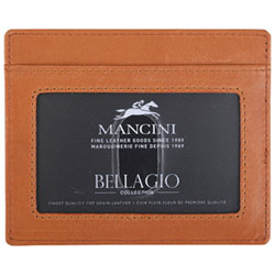 Mancini Bellagio RFID Genuine Leather Money Clip Wallet with ID Window & 4 Credit Card Slots - Grey
