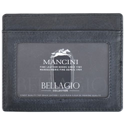Mancini Bellagio RFID Genuine Leather Money Clip Wallet with ID Window & 4 Credit Card Slots - Grey