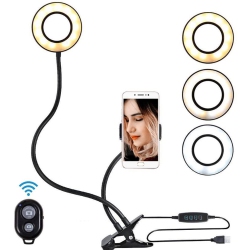 NAVOR Ring Light Clip-On Desk \w Cell Phone Holder, Video Conference Lighting Kit for Remote Working, Webcam Lighting for Video Calls, Live