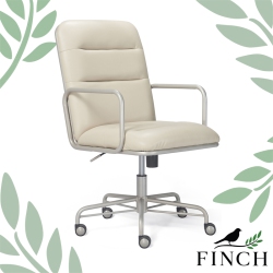 SCRANTON & CO Modern Executive Leather Desk Chair In In White