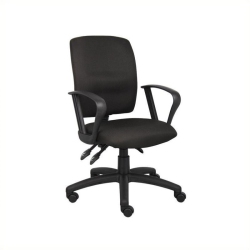 KINGFISHER LANE Crepe Fabric Multi Function Task Office Chair In In Black