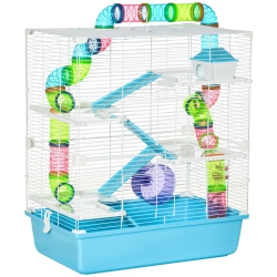 PAWHUT Hamster Cage, Large Small Animal House, 5-Level Guinea Pig Cage Gerbil Haven, Tunnel Tube System, \w Water Bottle, Exercise Wheel, Food Dish