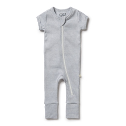 WILSONFRENCHY Wilson+Frenchy Organic Cotton Striped Short Sleeve Zipsuit - Rain Drop (6-12 Months, 8-10 Kg) In Multicolor