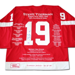CAREER JERSEYS Steve Yzerman Career Jersey Signed - Ltd Ed 199 - Detroit Wings In Red