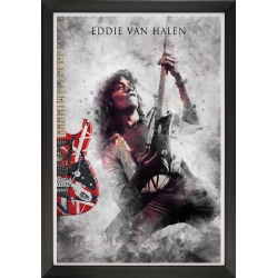 AUTOGRAPH AUTHENTIC Eddie Van Halen Guitar Solo - Framed Art Reprint (33.5" By 23.5")