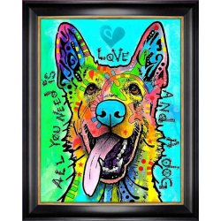 AUTOGRAPH AUTHENTIC "love And A Dog" Framed Dog Art Print By Dean Russo (29" By 24")