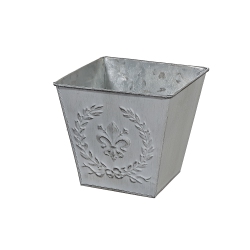 MAISON CONCEPTS Embossed Metal Planter (Square) In White