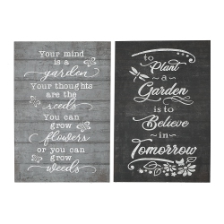 MAISON CONCEPTS Wood Wall Sign (Inspirational Garden Quote) (Asstd) - Set Of 2