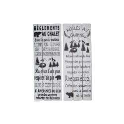 MAISON CONCEPTS Wood Wall Sign (Regles Au Chalet/camping) (Asstd) - Set Of 2