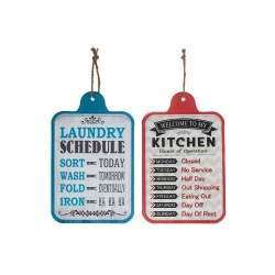 MAISON CONCEPTS Hanging Metal Wall Sign (Kitchen/laundry Schedule) (Asstd) - Set Of 2