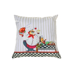 MAISON CONCEPTS Polyester Digital Print Cushion (Chef Serving Chicken) (18 X 18) - Set Of 2