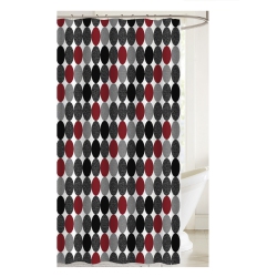 MAISON CONCEPTS Printed Canvas Shower Curtain With Roller Hooks (Solid Ovals)