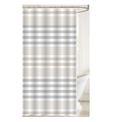 MAISON CONCEPTS Printed Canvas Shower Curtain With Roller Hooks (Striped)