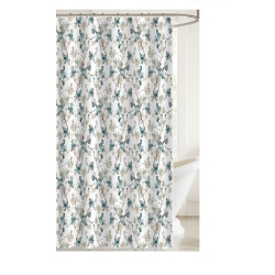 MAISON CONCEPTS Printed Canvas Shower Curtain With Roller Hooks (Floral)