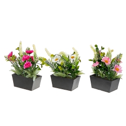 MAISON CONCEPTS Artificial Daisy In Plastic Pot (Asstd) - Set Of 3