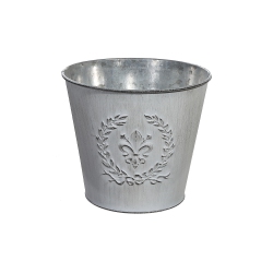 MAISON CONCEPTS Embossed Metal Planter (Round) In White