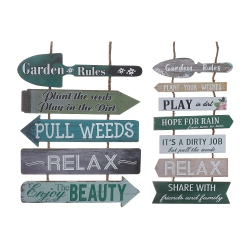 MAISON CONCEPTS Hanging Wood Sign (Garden Rules) (Asstd) - Set Of 2