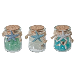 MAISON CONCEPTS Bottled Glass Rocks And Seashells With Starfish Decor - Set Of 6