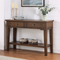 BOWERY HILL Contemporary Warm Walnut Wood Serving Table In Brown
