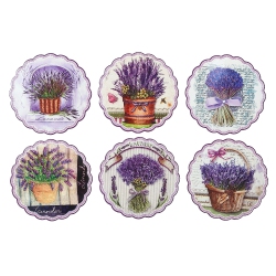 MAISON CONCEPTS 8" Round Scallop Edged Ceramic Trivet (Lavender) (Asstd) - Set Of 6