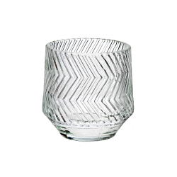 MAISON CONCEPTS Round Glass Candle Holder (Chevron) - Set Of 4
