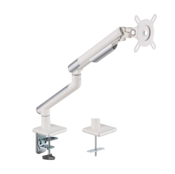 AMER MOUNTS Single Articulating Spring Monitor Arm [Arctic Edition] for 17"-34" Monitors 9Kg Max Screen Weight - Clamp And Grommet Base Mount