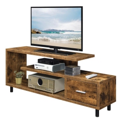 CONVENIENCE CONCEPTS Seal Ii One-Drawer 60 Inch Tv Stand With Shelves In Nutmeg Wood Finish