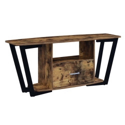 CONVENIENCE CONCEPTS Graystone 60-Inch One-Drawer Tv Stand With Shelves In Nutmeg Wood Finish