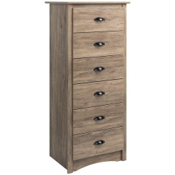 WRIGHT HOME Contemporary Wood 6 Drawer Chest In Drifted In Gray