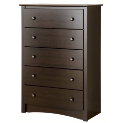 WRIGHT HOME Transitional Wood 5 Drawer Chest In Espresso