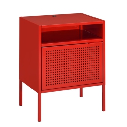 PICKET HOUSE Furnishings Gemma Metal Nightstand With USB Port In In Red
