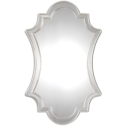 BOWERY HILL Contemporary Antiqued Wall Mirror In Silver