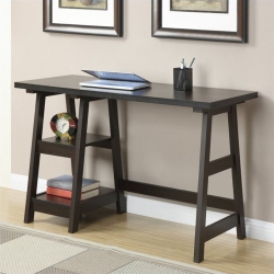 PEMBERLY ROW Trestle Desk In Espresso Wood Finish