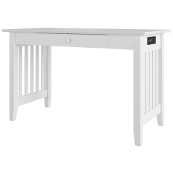 PEMBERLY ROW Contemporary Solid Wood Charger Writing Desk In In White