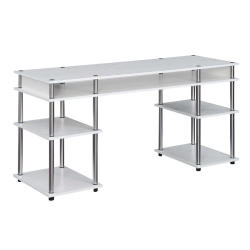 CONVENIENCE CONCEPTS Designs2Go No-Tools 60-Inch Deluxe Student Desk With Shelves In Wood In White