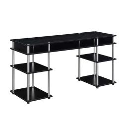 CONVENIENCE CONCEPTS Designs2Go No-Tools 60-Inch Deluxe Student Desk With Shelves In Wood In Black