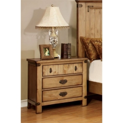 FURNITURE OF AMERICA Sesco Cottage Wood 3-Drawer Nightstand In Weathered Elm
