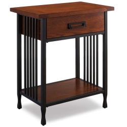 BOWERY HILL 1 Drawer Nightstand In Mission Oak