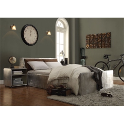 BOWERY HILL Transitional Wood Nightstand With Nailhead Trim In In Gray
