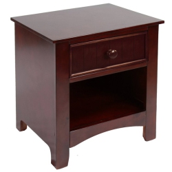 BOWERY HILL Solid Wood 1-Drawer Nightstand In Cherry