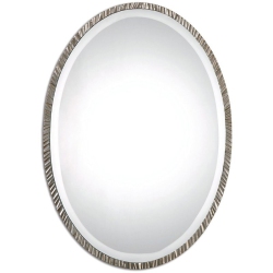 BOWERY HILL Contemporary Metal Oval Wall Glass Mirror