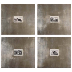 BOWERY HILL Historical Buildings Framed Art In (Set Of 4) In Silver