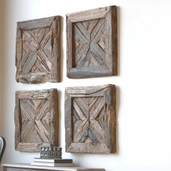 BOWERY HILL Contemporary Reclaimed Wood Wall Art In Rustic Pine