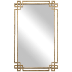 BOWERY HILL Metal Framed Glass Mirror In Antique Finish In Gold