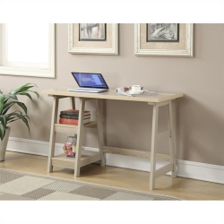 PEMBERLY ROW Trestle Desk In Weathered Wood Finish In White