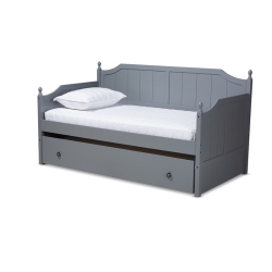 BOWERY HILL Wood Twin Daybed With Trundle In In Gray