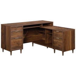 SAUDER Clifford Place L Shaped Computer Desk In Grand Walnut