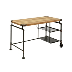 FURNITURE OF AMERICA Jonathan Metal Writing Desk With Casters In Antique In Black