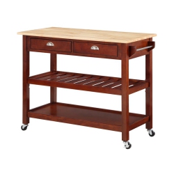 CONVENIENCE CONCEPTS American Heritage Three-Tier Butcher Block Kitchen Cart W/drawers- Wood In Mahogany