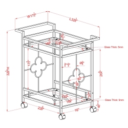 FURNITURE OF AMERICA Olema Contemporary Metal 2-Shelf Serving Cart In Chrome